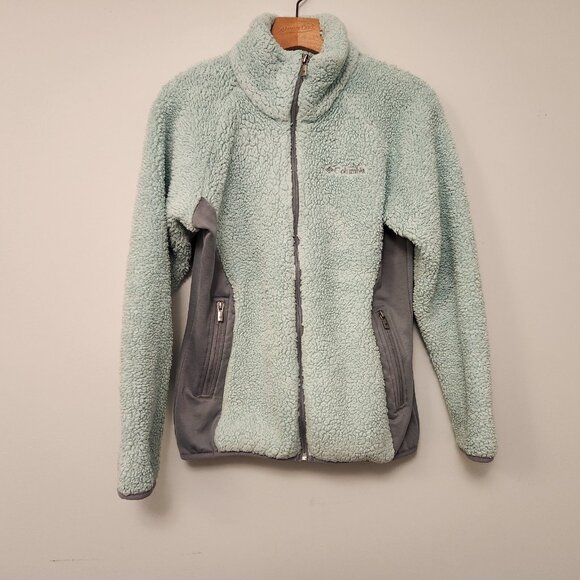 Columbia Jacket Womens Fast Beauty Plush Super Soft Zip Small Mint Green & Gray - Picture 5 of 13